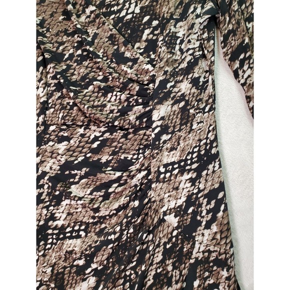 Dana Buchman Sheath Dress Womens‎ Medium Black Brown Snakeskin Print Round Neck - Picture 5 of 10